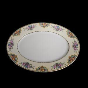 KPM Germany Beverly Oval Serving Platter Floral Fruit Border Vintage Porcelain